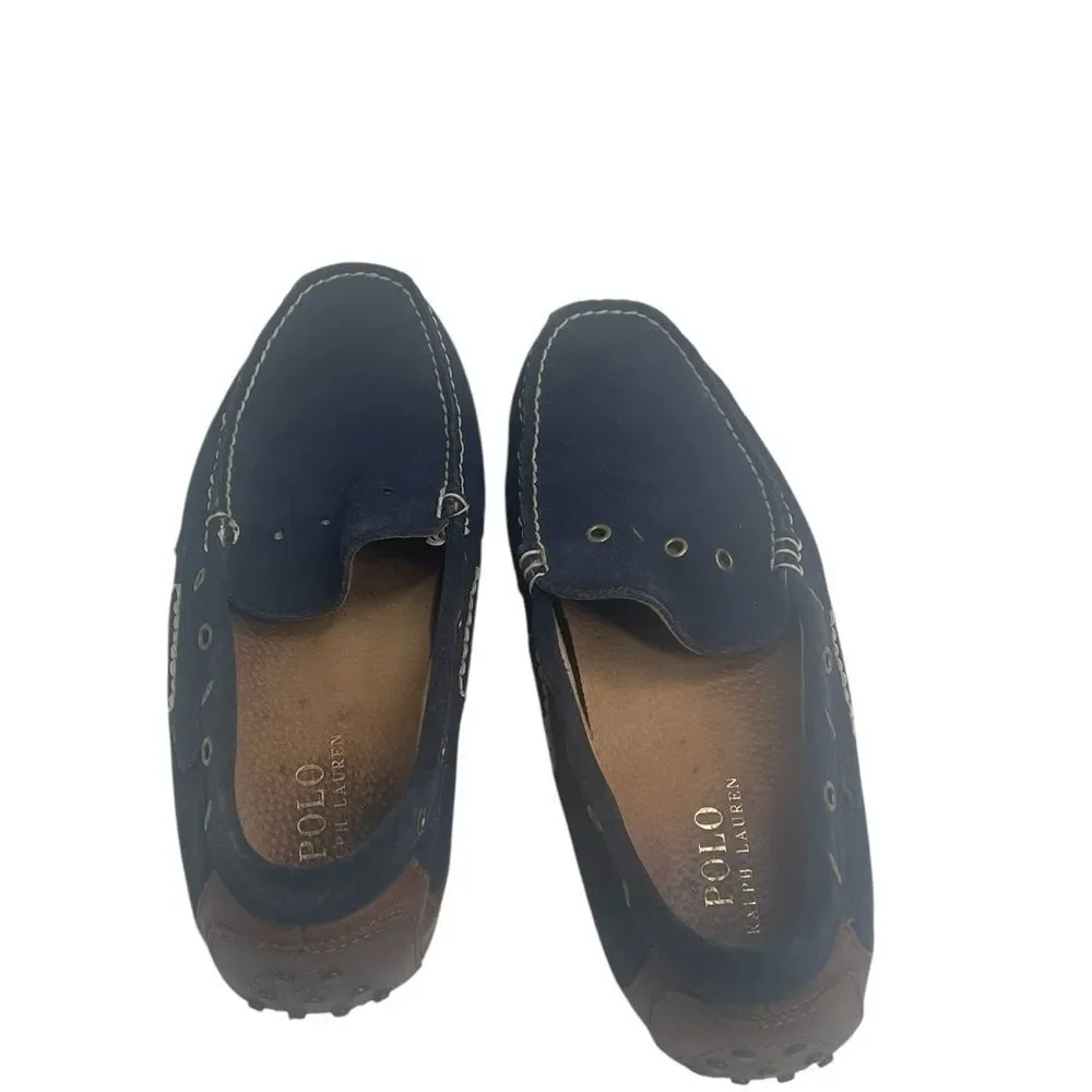 Polo Ralph Lauren Wyndings Slip-On-Driving Men's Loafers Tan Navy SZ 9.5